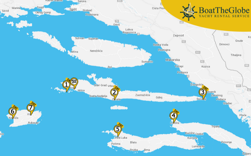 Dalmatia motor boat itinerary