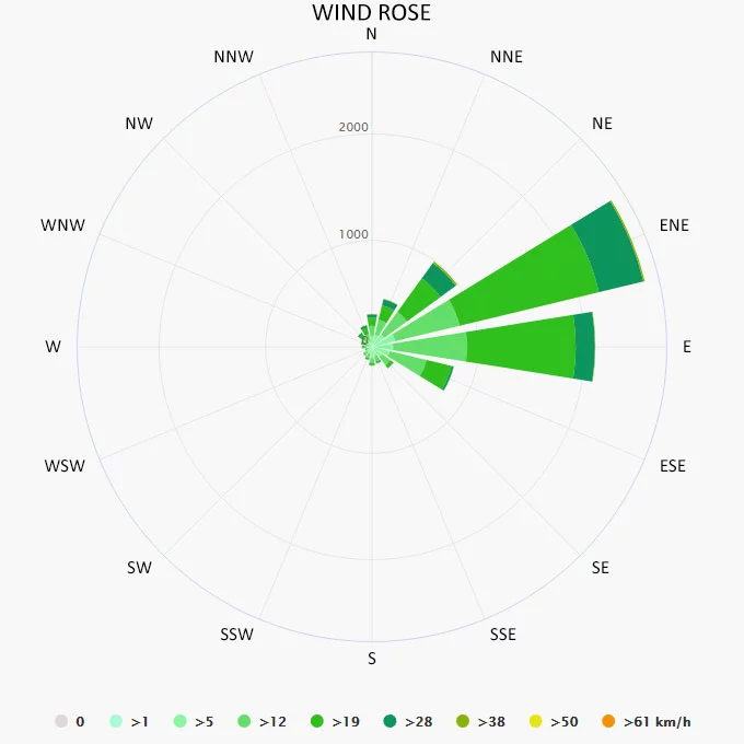 Wind rose in Elbow Cay