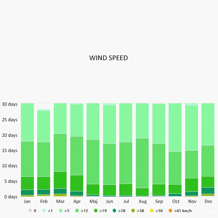 Wind speed in Pisa