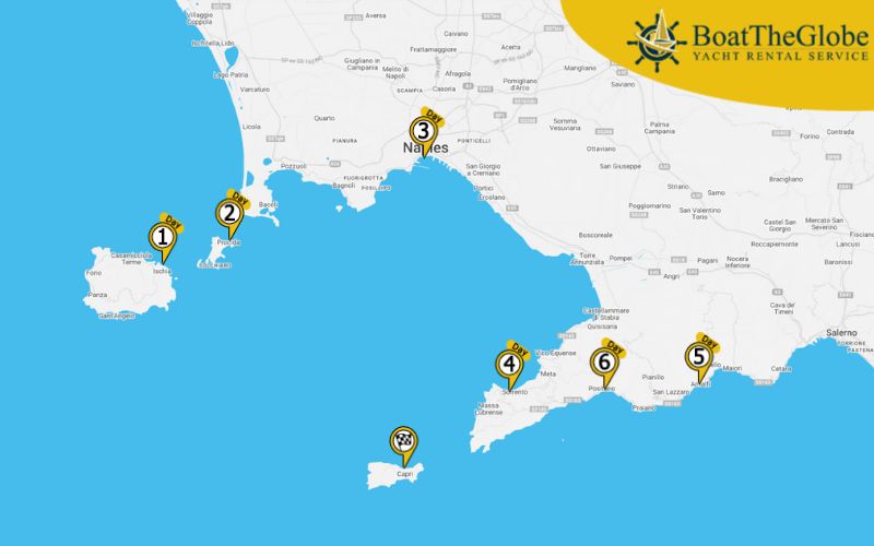 Boat rental Capri itinerary