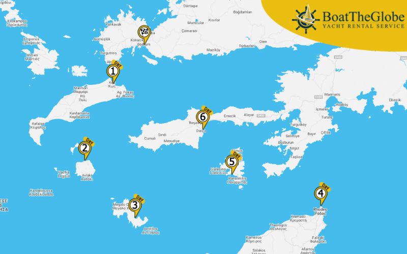 Sailing itinerary from Turkey to Greece