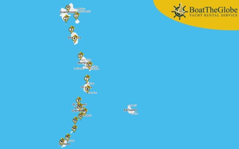 Yacht charter Guadeloupe itinerary